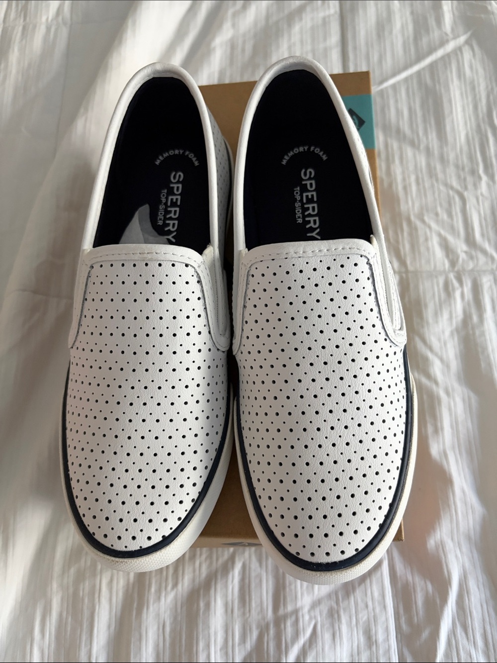 Sperry Pier Side Leather Slip-On Sneakers – Women’s Size 7 (White) - Brand New